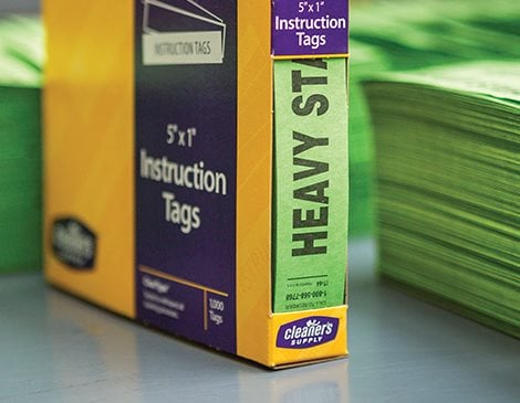 Cleaner's Supply Heavy Starch Green Instruction Tag