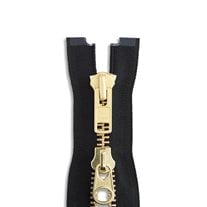 YKK #10 26" Brass Two-Way Jacket Zipper - Black (580)