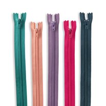YKK #3 14" Nylon Coil Non-Separating Assorted Pant / Skirt / Dress / Bag / Upholstery Fashion Color Zippers - 34/Pack