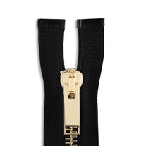 Italian Made High-Quality Finish #8 30" Brass Jacket Zipper - Black