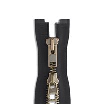 YKK #10 30" Antique Brass Two-Way Jacket Zipper - Black (580)