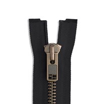 YKK #10 30" Antique Brass Jacket Zipper - Black (580)