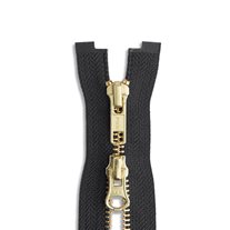YKK #5 14" Brass Two-Way Jacket Zipper - Black (580)
