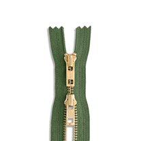 YKK #5 18" Brass Two-Way Non-Separating Coverall Zipper - Army Green (566)