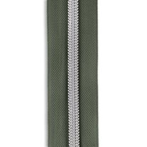 #5 Nickel Metallic Nylon Coil Continuous Zipper Roll - 3 Yds. - Army Green