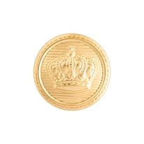 Crown Embossed Metal Blazer Buttons - 24L / 15mm - 1 Dozen - Gold