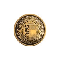 Salzburg Crest Embossed Metal Blazer Buttons - 24L / 15mm - 1 Dozen - Antique Gold