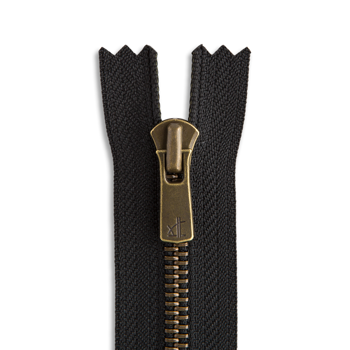 #7 YKK Black 30" Antique Brass Separating Jacket Zipper