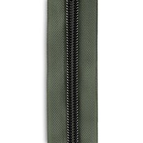 #5 Gunmetal Metallic Nylon Coil Continuous Zipper Roll - 3 Yds. - Army Green
