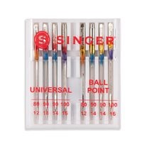 Singer Assorted Universal & Ball Point Home Machine Needles - 80/11, 90/14, 100/16 - 8/Pack