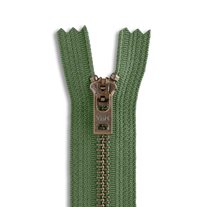YKK #5 11" Antique Brass Jean Zipper - Army Green (566)