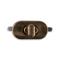 Oval Turn Locks Bag Hardware - 1 3/8" x 3/4" - Antique Brass