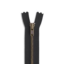 YKK #3 24" Antique Brass Non-Separating Dress Zipper - Black (580)
