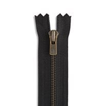 YKK Excella #2 7" Antique Brass Pant/Skirt/Dress Zipper - Black (580)