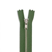 YKK #3 11" Nickel Pant Zipper - Army Green (566)