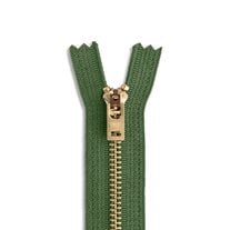YKK #5 14" Brass Jean Zipper - Army Green (566)