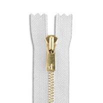 YKK Excella #5 11" Golden Brass Pant/Skirt/Dress Zipper - White (501)