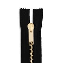 Italian Made High-Quality Finish #5 11" Brass Pant/Dress Zipper - Black