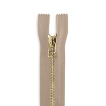 Italian Made High-Quality Finish #5 10" Brass Open Pull Bag Zipper  - Light Beige