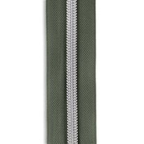 #5 Nickel Metallic Nylon Coil Continuous Zipper Roll - 3 Yds. - Army Green