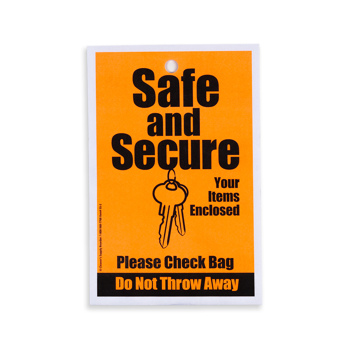 Safe & Secure Paper Bags W/ Hanger Hole - 7 1/2 x 5 - 500/Box - Orange -  Cleaner's Supply