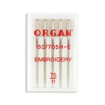 Organ Embroidery Home Machine Needles - Size 11 - 15x1, 130/705H-E - 5/Pack
