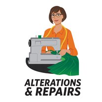 "Alterations & Repairs" Woman Static Cling Service Sign - 36" x 25"