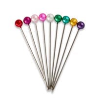 Long Pearlized Pins - #24 - 1 1/2" x 0.023" - 120/Pack - Assorted Colors