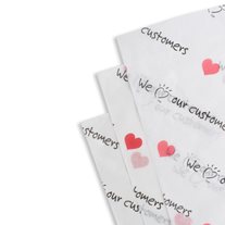 "We Love Our Customers" Premium Grade Tissue Paper - 27" x 17" - 2,400/Box