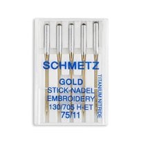 Schmetz Gold Embroidery Home Machine Needles - Size 11 - 15x1, 130/705 H-ET - 5/Pack