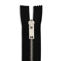 Italian Made High-Quality Finish #3 11" Nickel Pant/Dress Zipper - Black