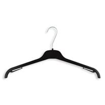Men's Shirt Plastic Hangers W/ Metal Hook - 17 1/4" Length/ 4 1/4" Neck - 400/Box - Black
