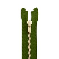 YKK #3 14" Brass Jacket Zipper - Army Green (566)