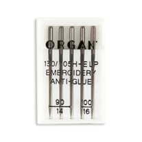 Organ Anti-Glue Embroidery Home Machine Needles - Size 14, 16 - 15x1, 130/705H-ELP - 5/Pack