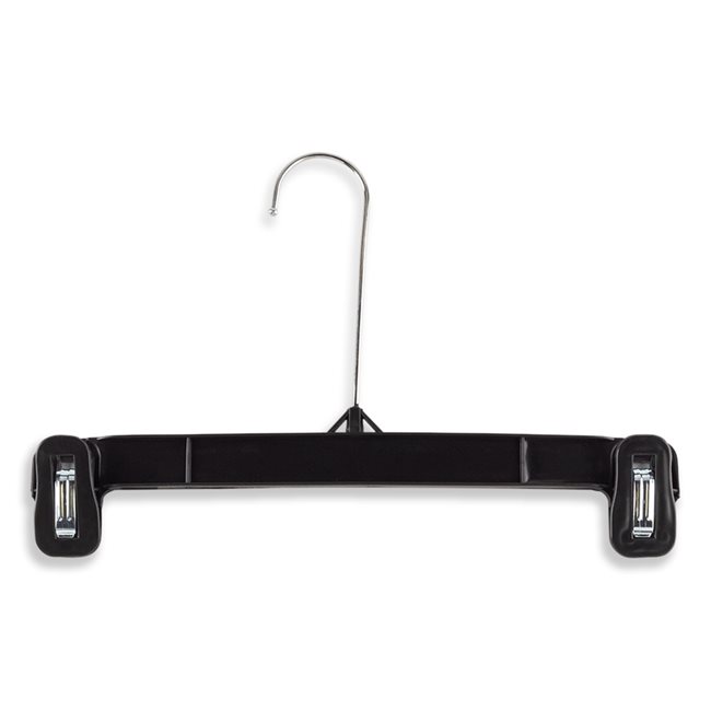 Long Neck Plastic Grip Hangers - 12 Length/ 5 5/8 Neck - 200/Box - Black  - Cleaner's Supply