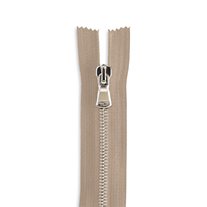 Italian Made High-Quality Finish #5 10" Nickel Standard Pull Bag Zipper - Light Beige
