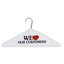 Commercial Grade Metal Cape Hangers - "We Love Our Customers" - 16" Length/ 13 Gauge - 500/Box - Gold