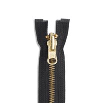 YKK #5 14" Brass Reversible Jacket Zipper - Black (580)