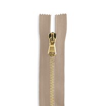 Italian Made High-Quality Finish #5 10" Brass Standard Pull Bag Zipper - Light Beige