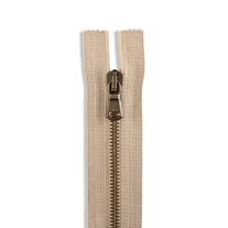 Italian Made High-Quality Finish #5 10" Antique Brass Standard Pull Bag Zipper  - Light Beige