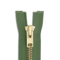 YKK #10 20" Brass Jacket Zipper - Army Green (566)