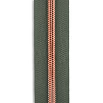 #5 Rose Gold Metallic Nylon Coil Continuous Zipper Roll - 3 Yds. - Army Green