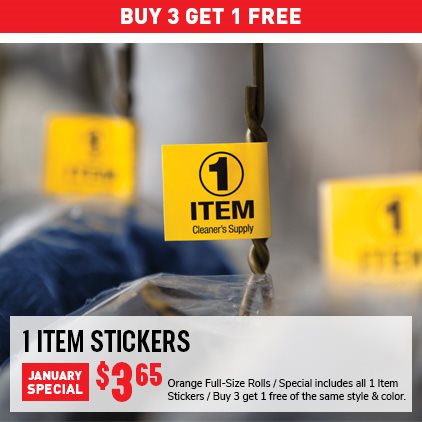 Buy 3 Get 1 Free 1 Item Stickers $3.65 / Orange Full-Size Rolls / Special includes all 1 Item Stickers / Buy 3 get 1 free of the same style & color.